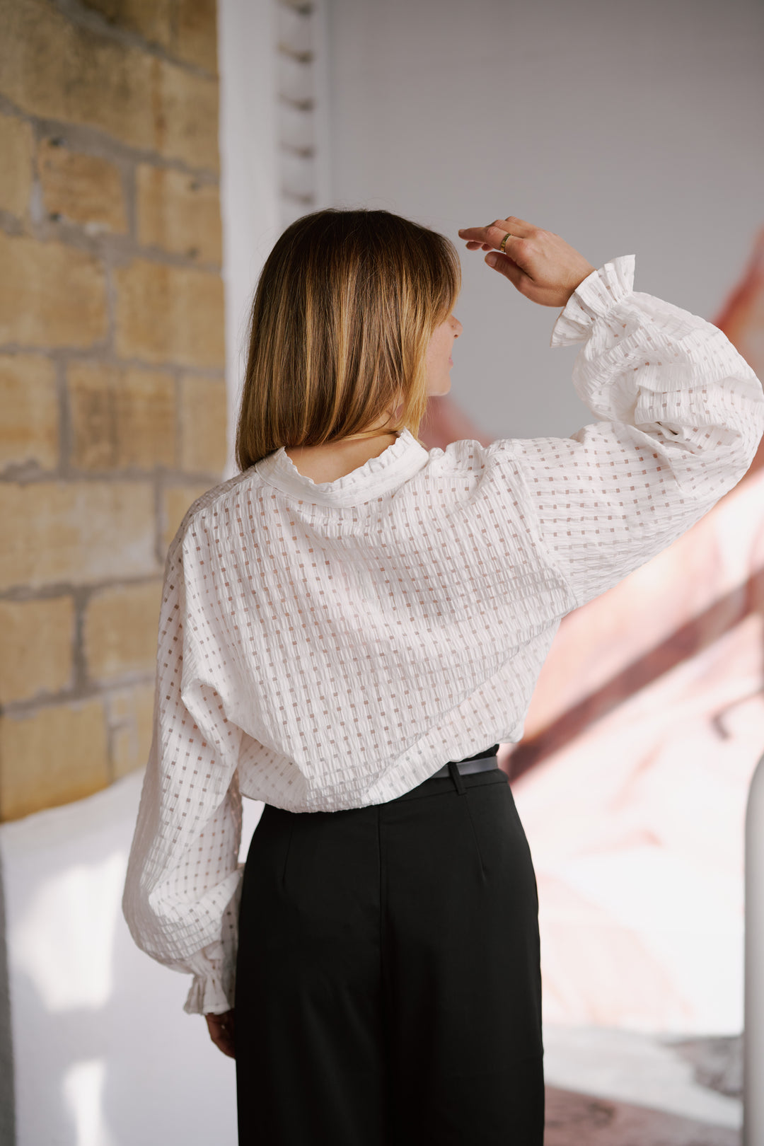 GINGHAM TEXTURE BLOUSE
