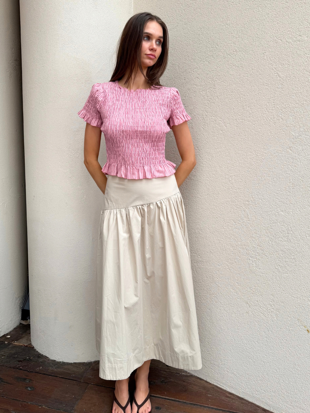 SAIDA SHIRRED TOP