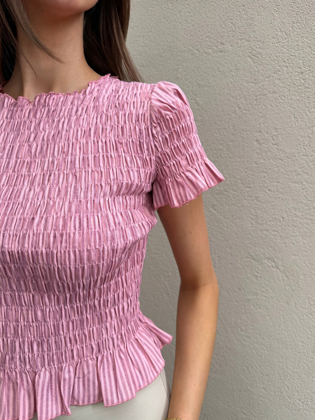 SAIDA SHIRRED TOP