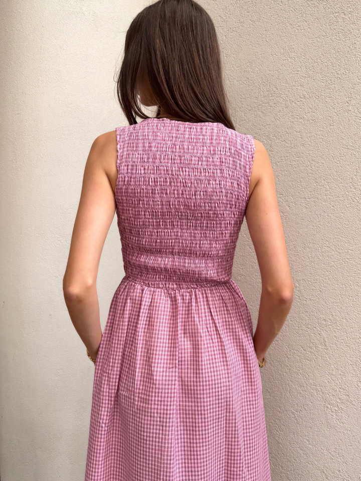 SAIDA SHIRRED MIDI DRESS