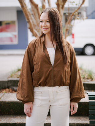 SUEDETTE ZIP BOMBER