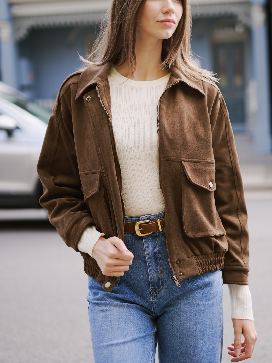 SUEDETTE BOMBER JACKET