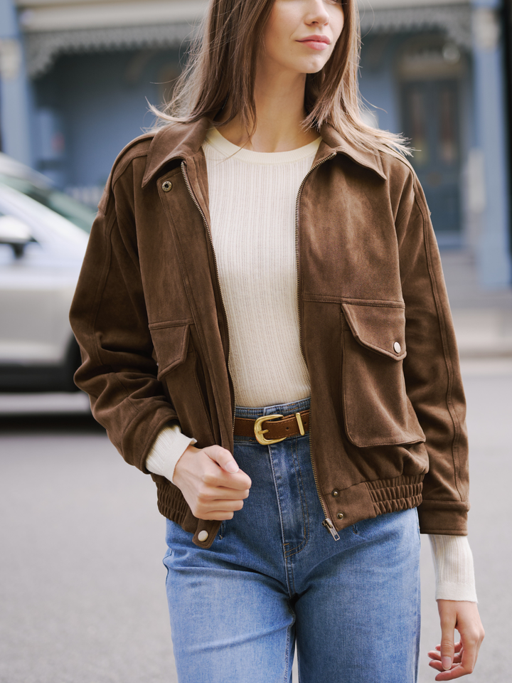 SUEDETTE BOMBER JACKET