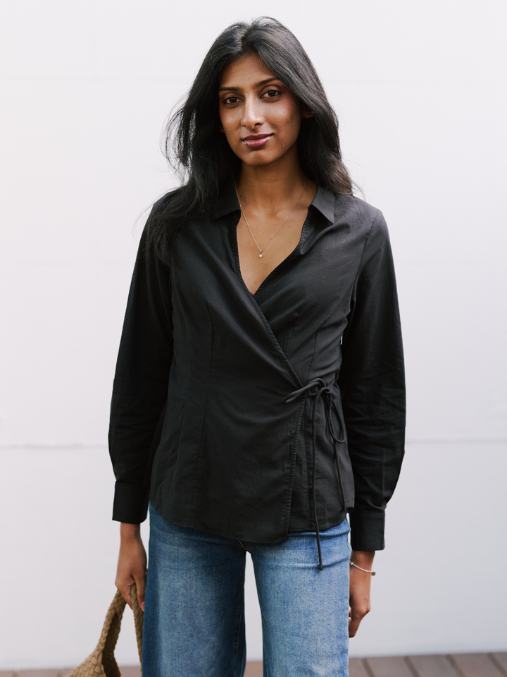 TIA COTTON WRAP BLOUSE