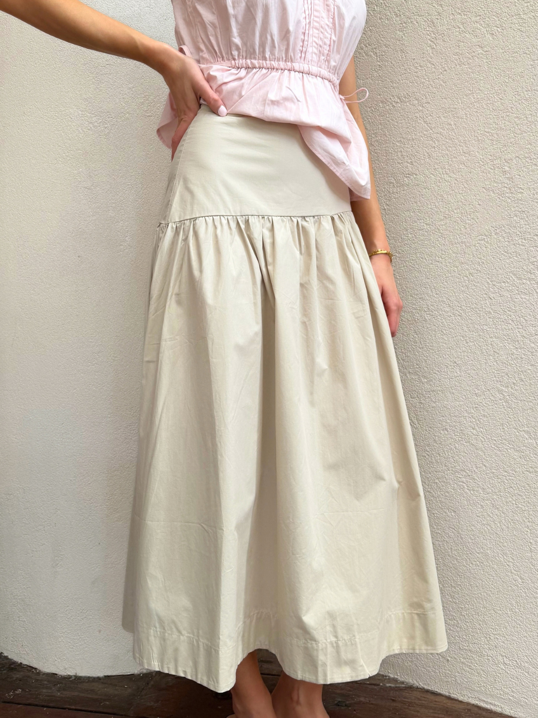 ANDRIA POPLIN MIDI SKIRT