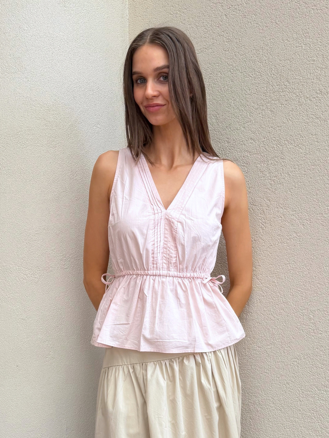 ANDRIA PLEATED TIE TOP