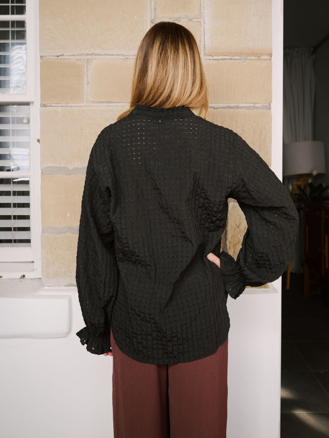GINGHAM TEXTURE BLOUSE
