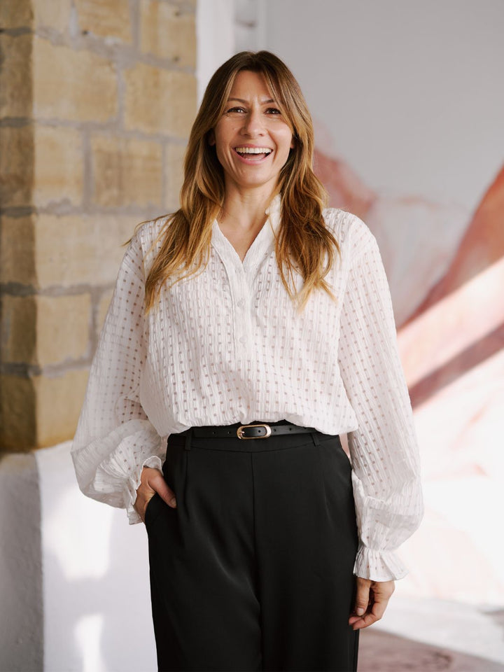 GINGHAM TEXTURE BLOUSE