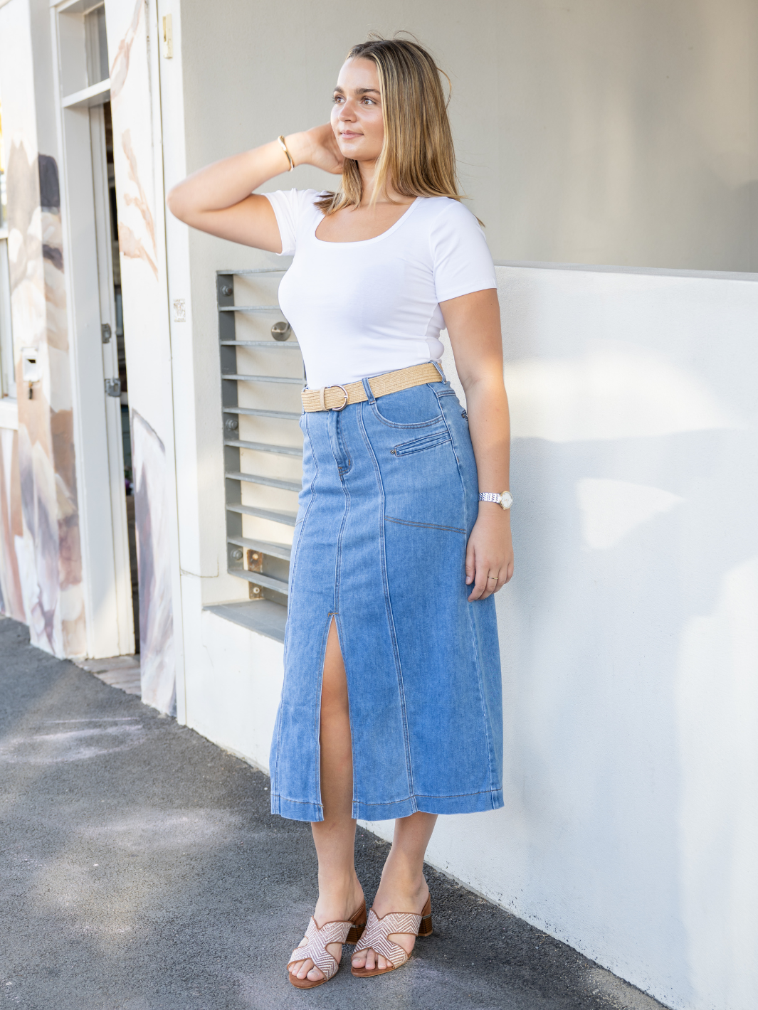 LOLA MIDI SPLIT SKIRT