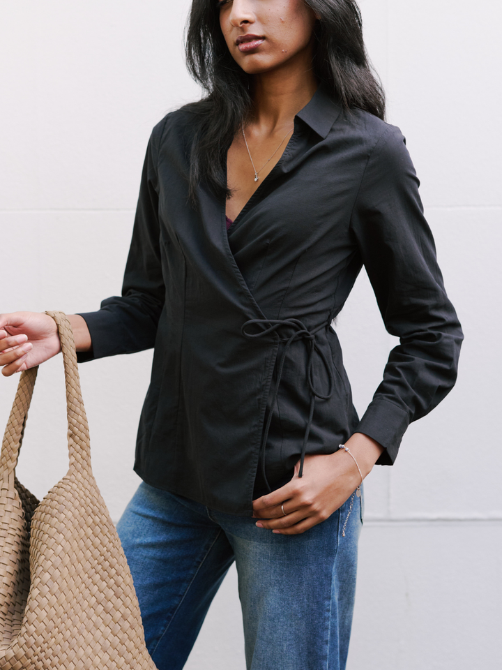 TIA COTTON WRAP BLOUSE