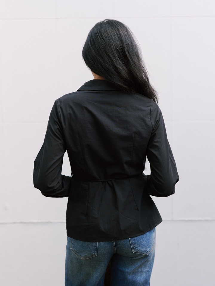 TIA COTTON WRAP BLOUSE