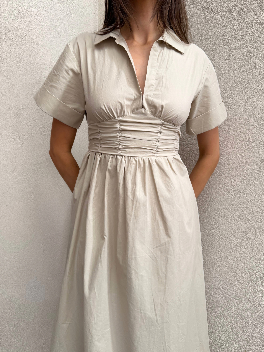 MADRIA COLLARED MIDI DRESS