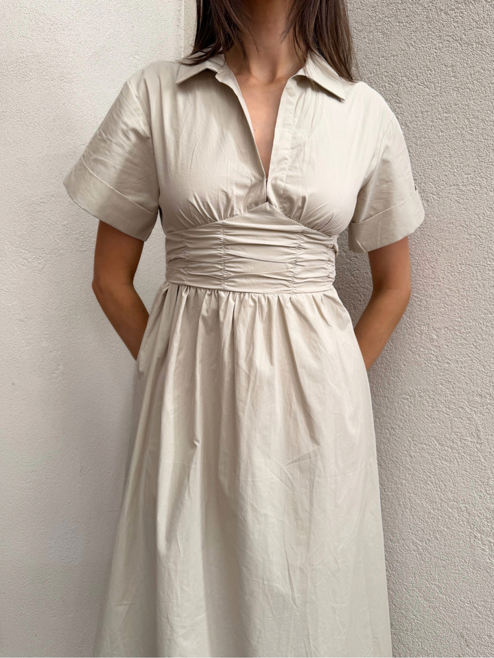 MADRIA COLLARED MIDI DRESS