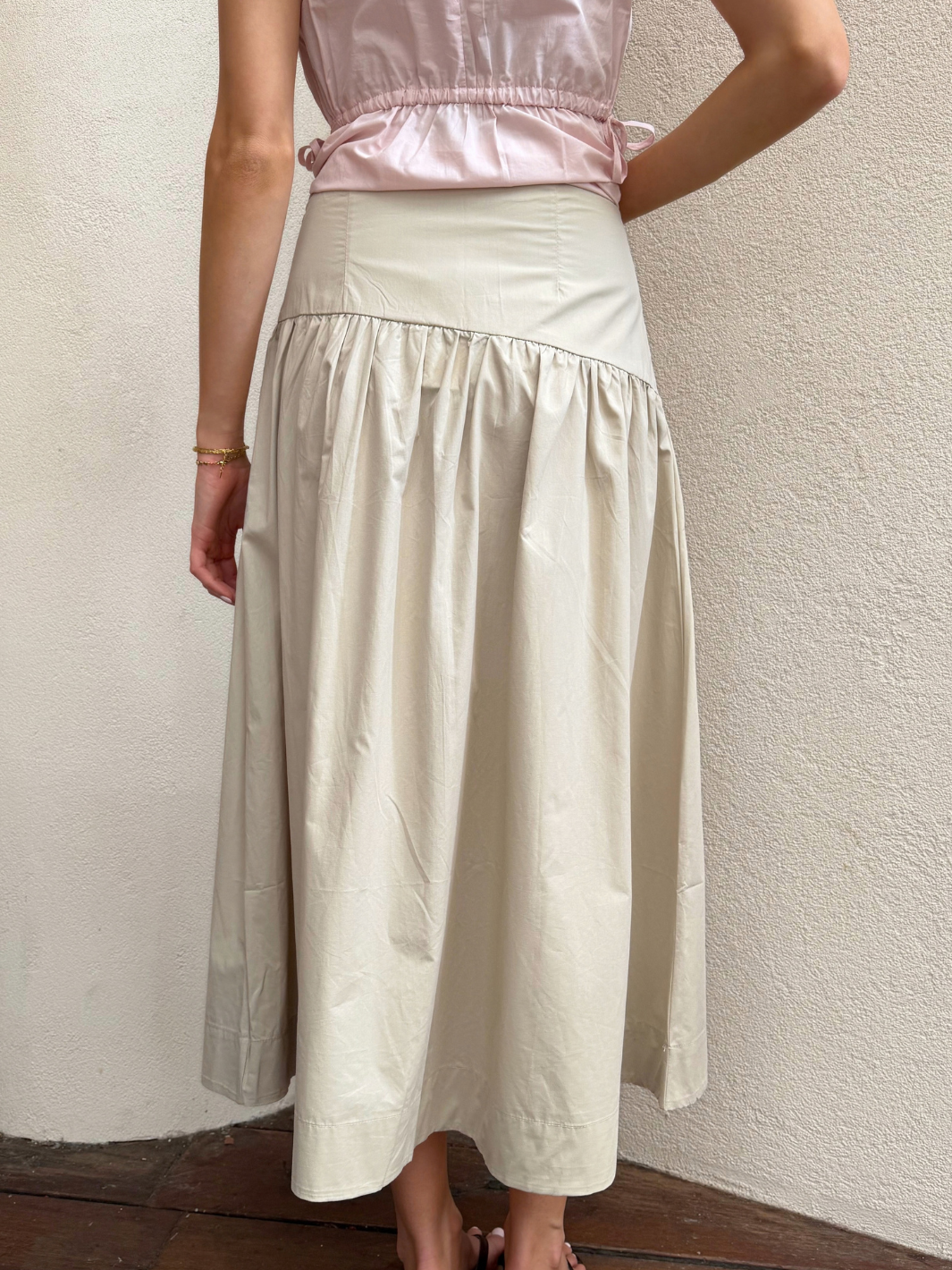 ANDRIA POPLIN MIDI SKIRT