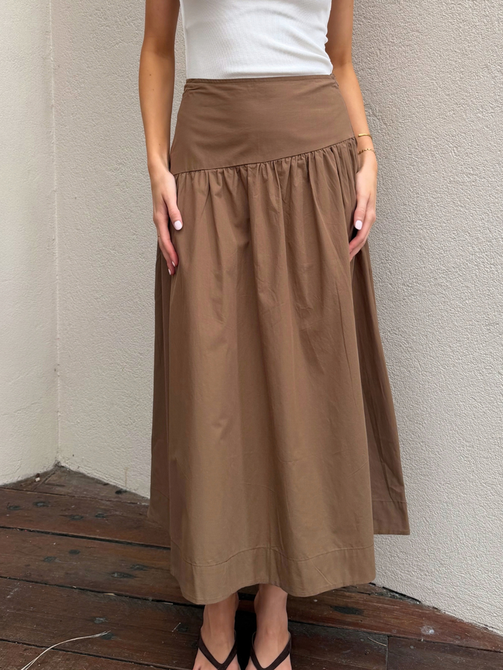 ANDRIA POPLIN MIDI SKIRT
