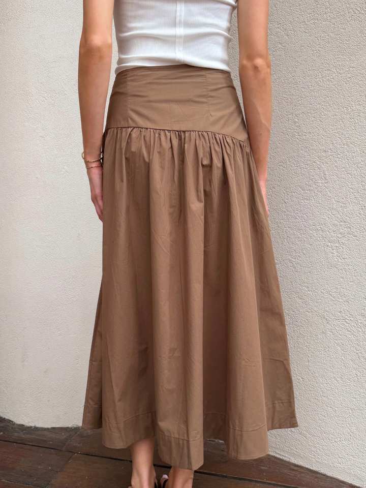 ANDRIA POPLIN MIDI SKIRT