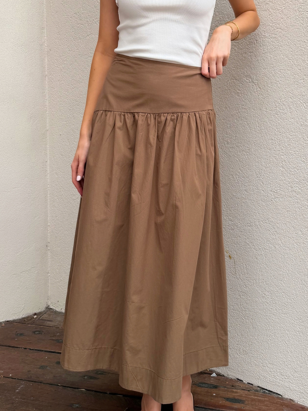 ANDRIA POPLIN MIDI SKIRT