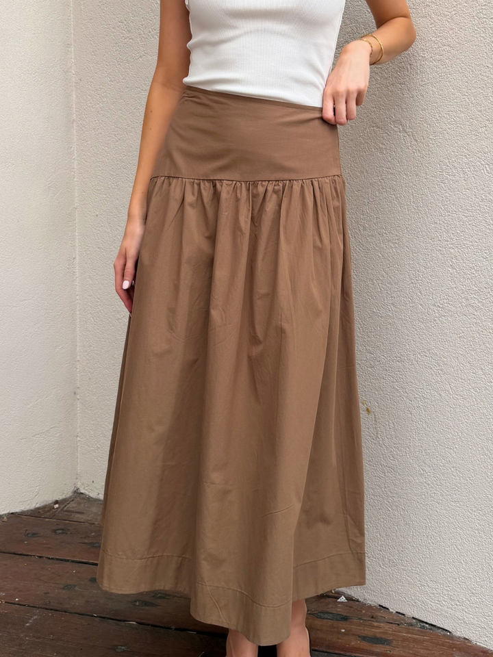 ANDRIA POPLIN MIDI SKIRT