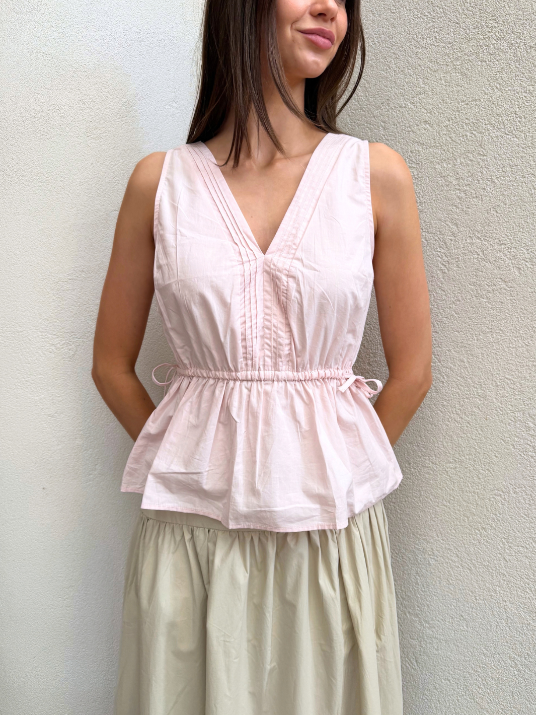 ANDRIA PLEATED TIE TOP