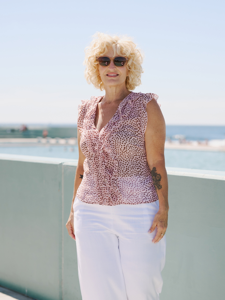 HADLEY POLKA SLEEVELESS BLOUSE