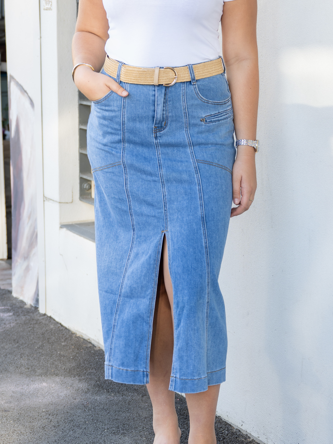 LOLA MIDI SPLIT SKIRT