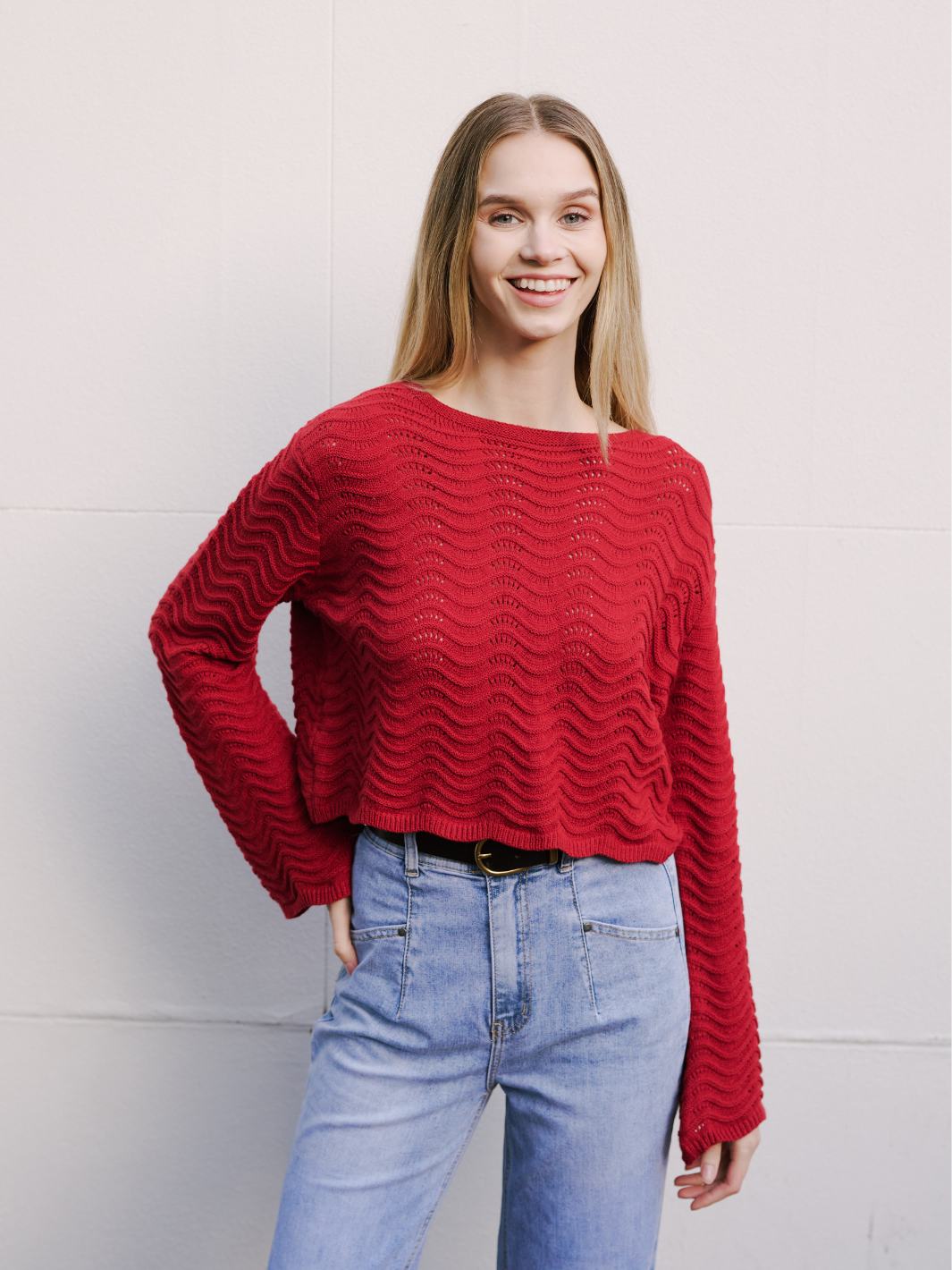 Cherry Oyster Crop Knit