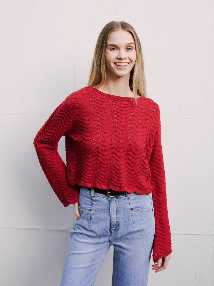 Cherry Oyster Crop Knit