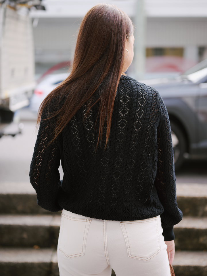 Long Black Callie Cotton Knit