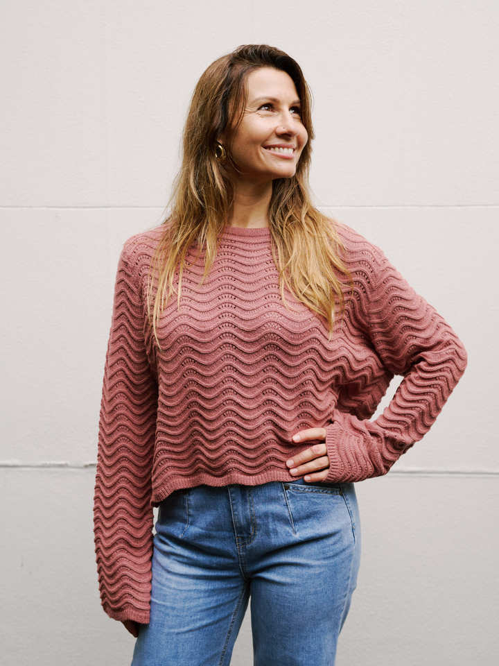 Mahogany Oyster Crop Knit