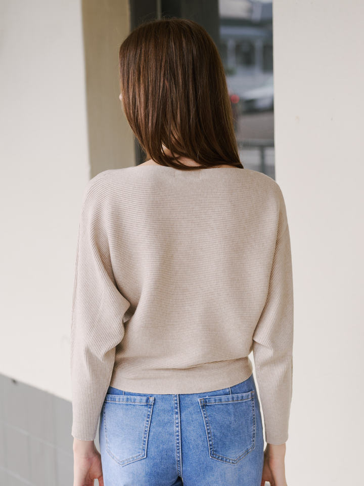 SM Beige Relaxed Ribbed Knit