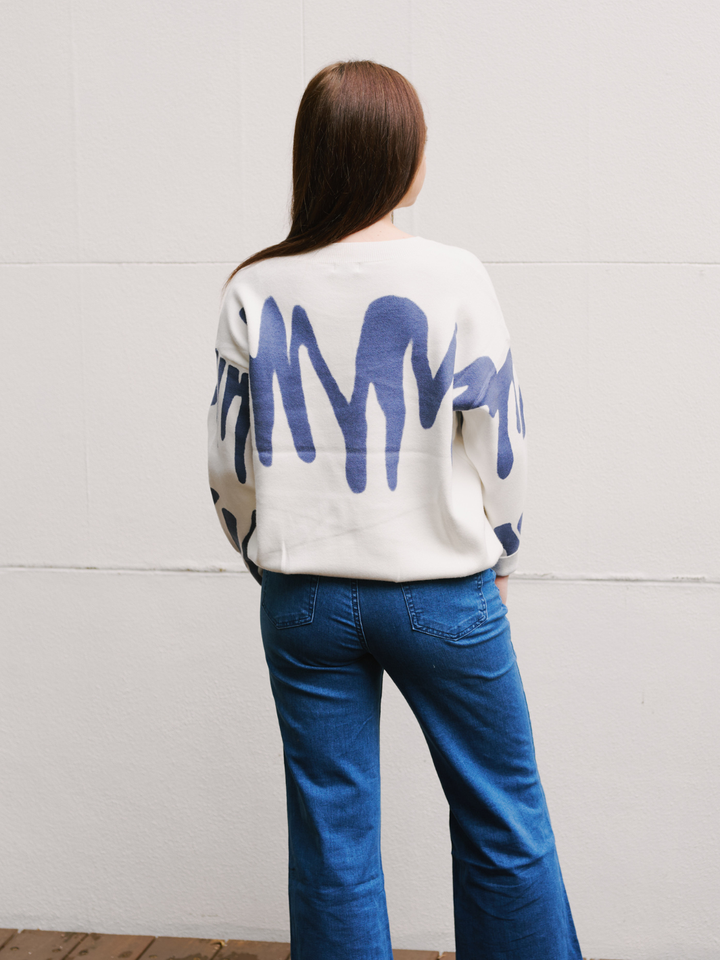 SM White Cropped Graff Knit
