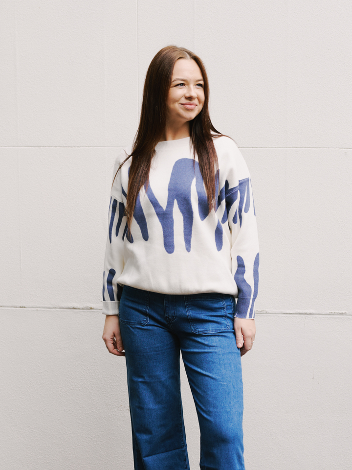 White Cropped Graff Knit